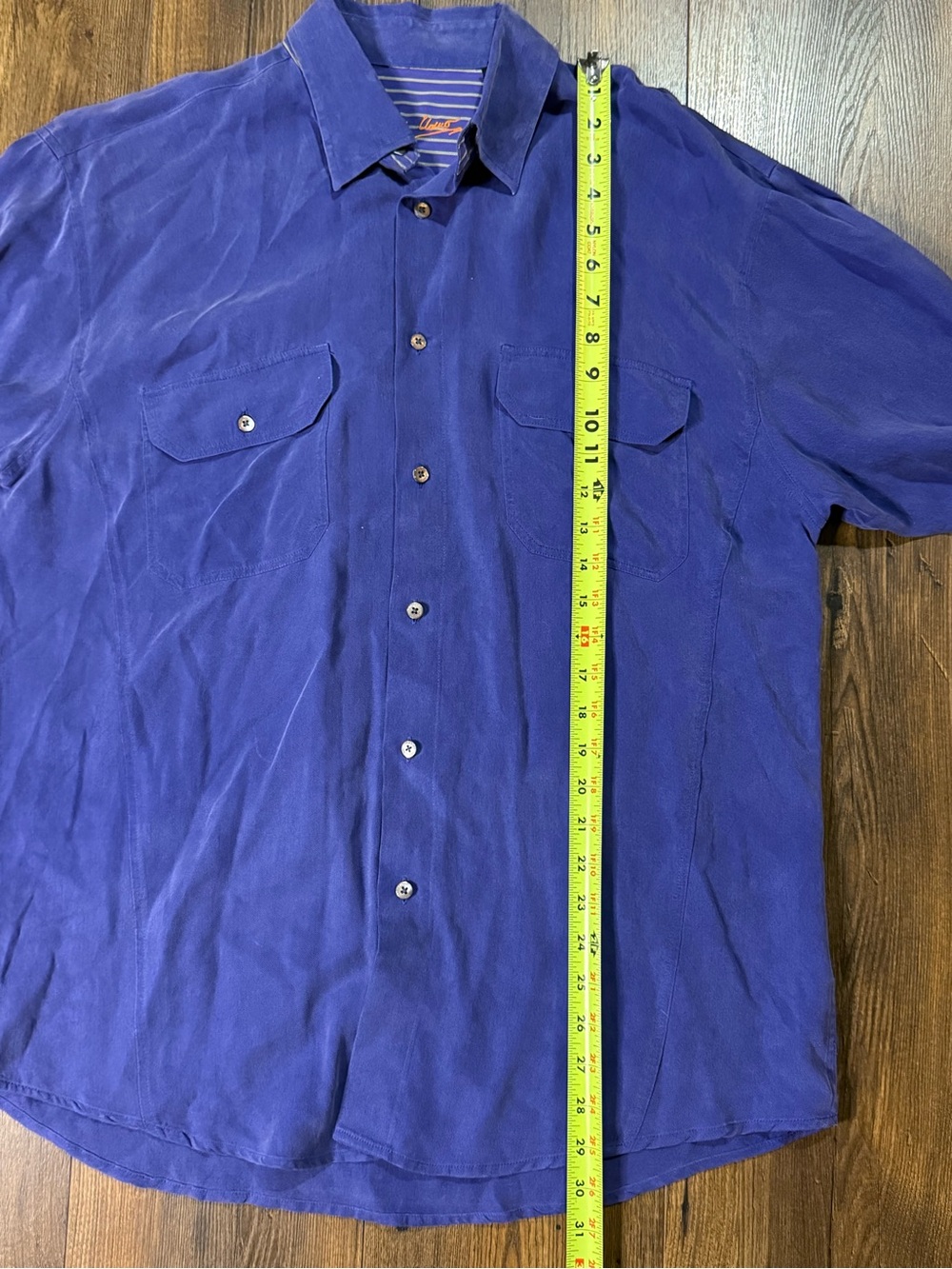 Bugatchi Uomo Men’s Large Blue 100% Tencel Button Front Shirt Long Sleeve - Picture 8 of 10